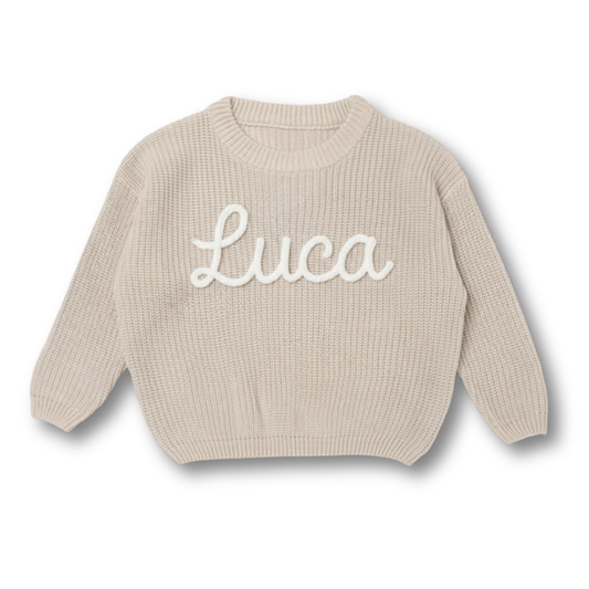 Personalisierter Pullover aus 100% Baumwolle – Handgestrickt