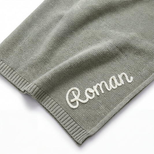 Personalisierte Decke aus 100% Baumwolle – Handgestrickt