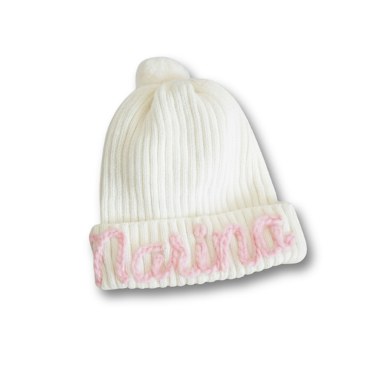 Personalisierte Mütze aus 100% Baumwolle – Handgestrickt