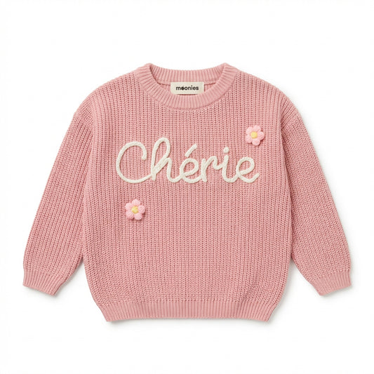 Personalisierter Pullover aus 100% Baumwolle – Handgestrickt