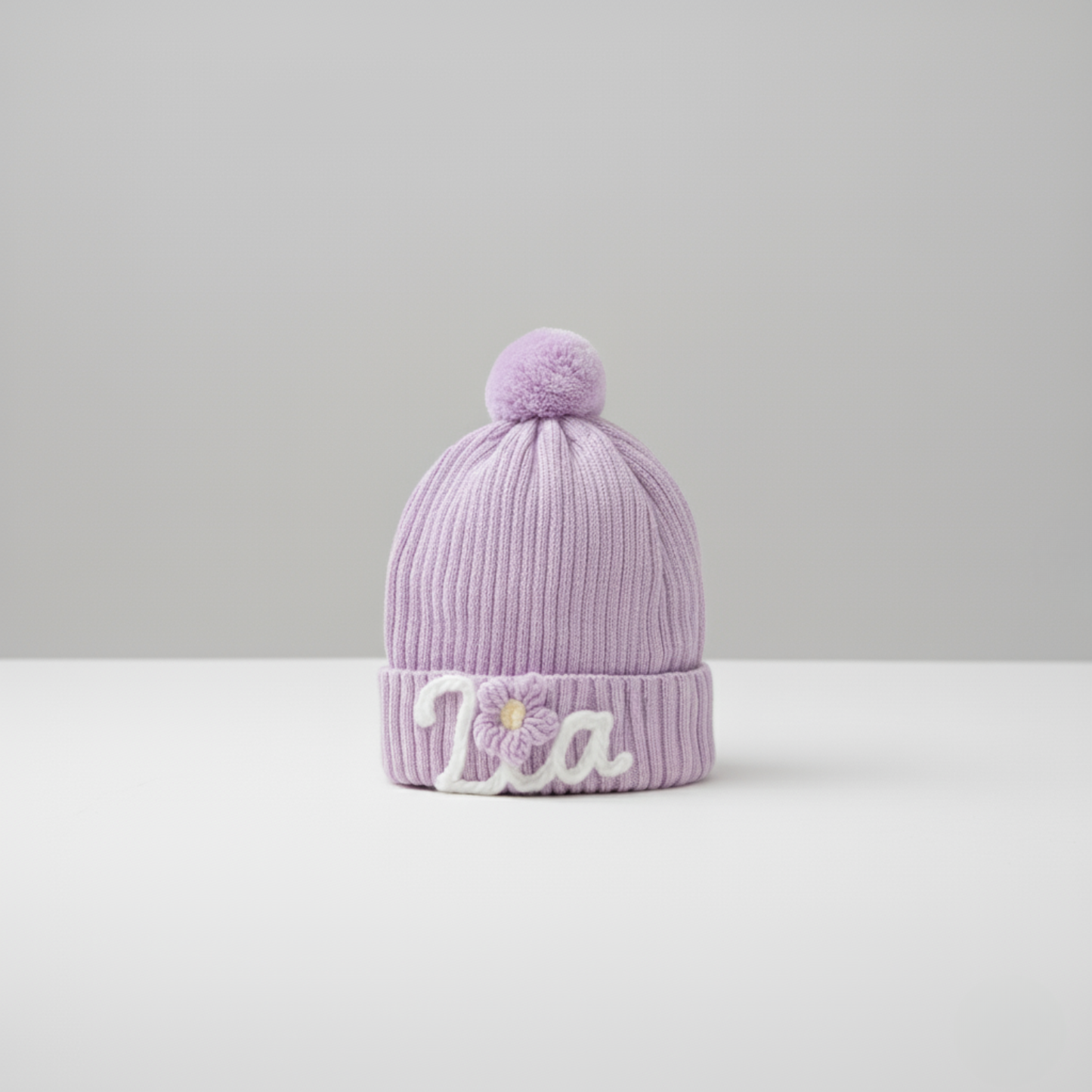 Personalisierte Mütze aus 100% Baumwolle – Handgestrickt