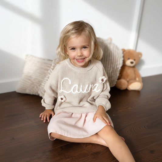 Personalisierter Pullover aus 100% Baumwolle – Handgestrickt