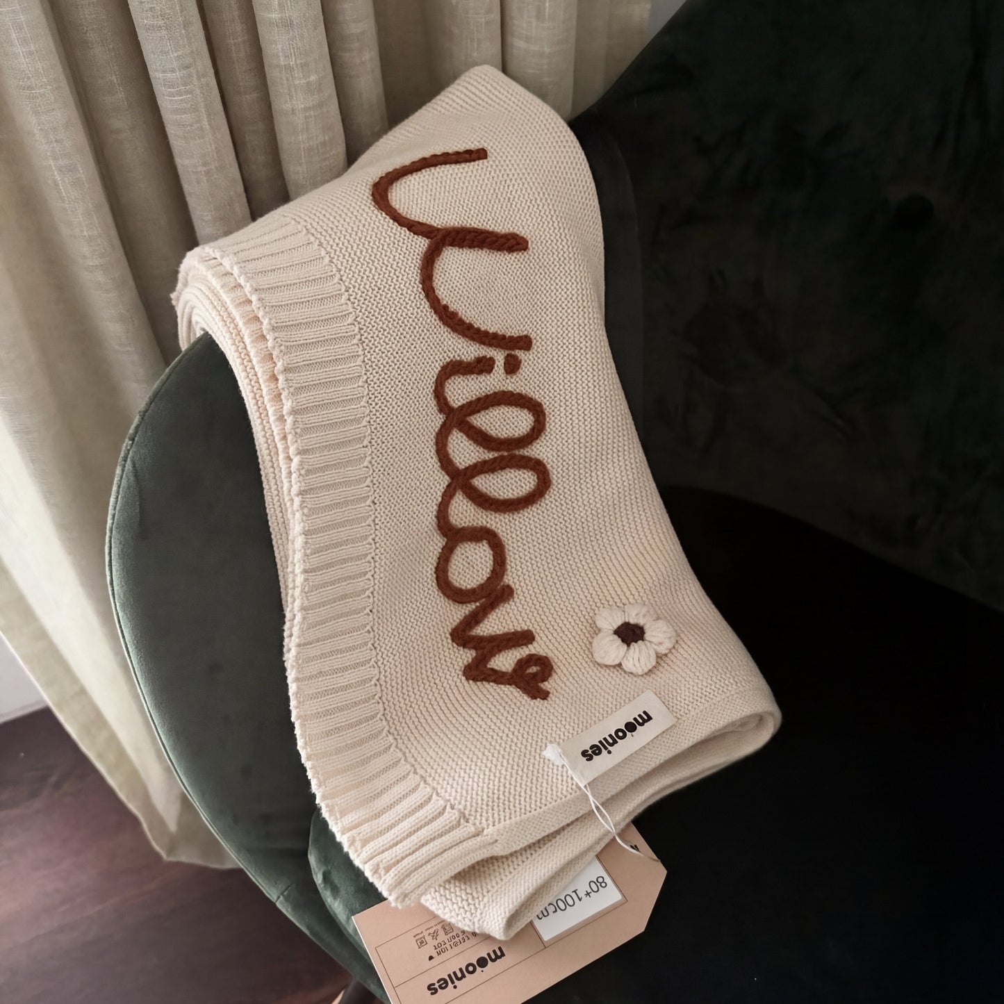 Personalisierte Decke aus 100% Baumwolle – Handgestrickt