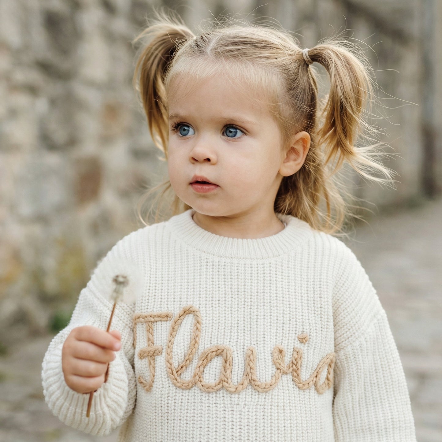 Handgestrickter personalisierter Strickpullover aus 100% Baumwolle