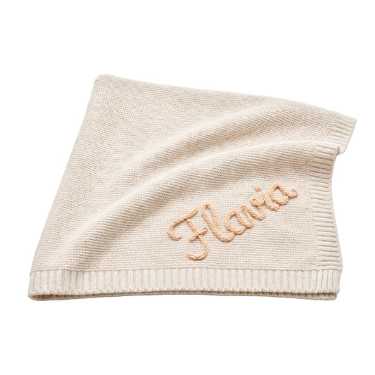Personalisierte Decke aus 100% Baumwolle – Handgestrickt