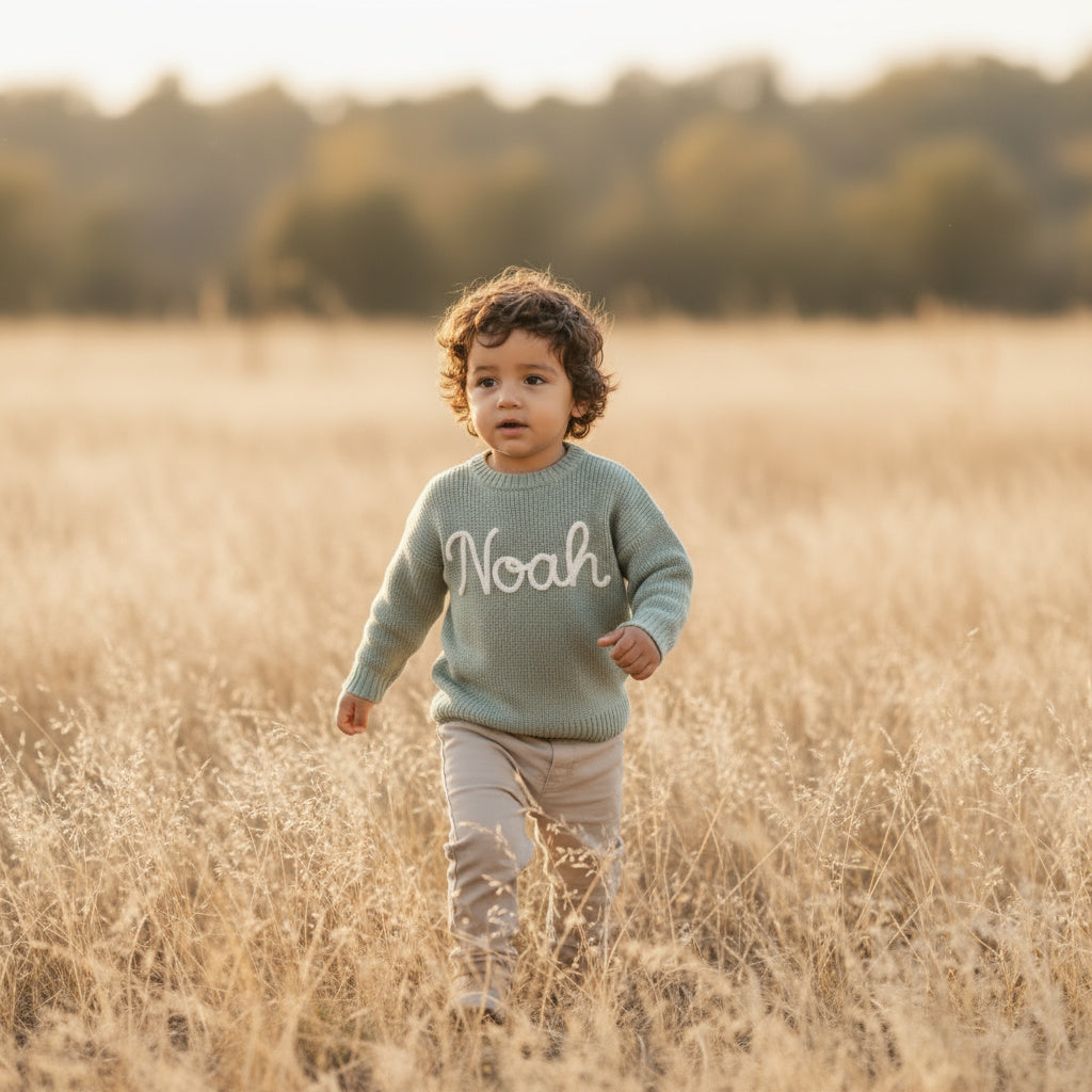 Personalisierter Pullover aus 100% Baumwolle – Handgestrickt