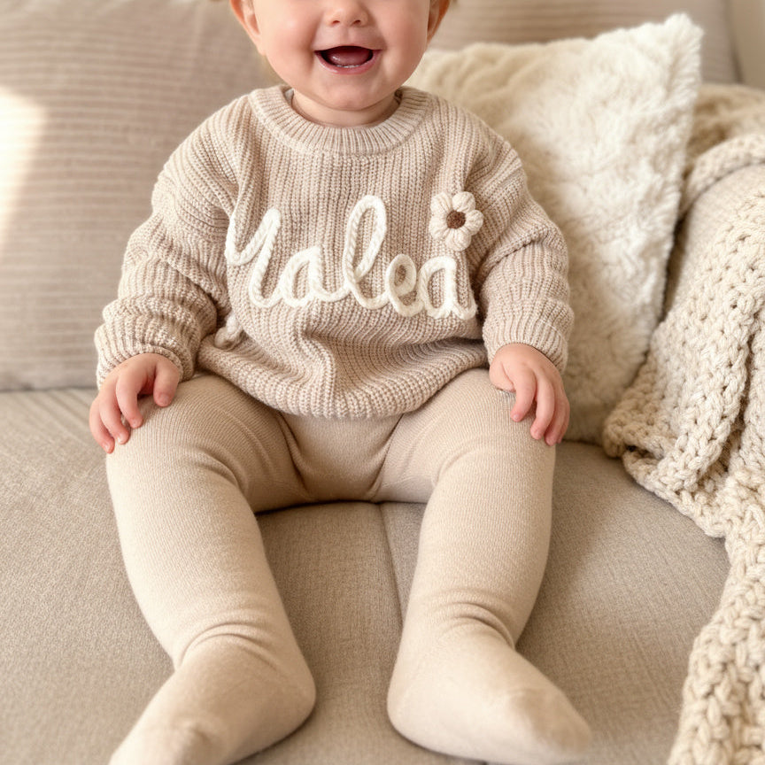 Personalisierter Pullover aus 100% Baumwolle – Handgestrickt