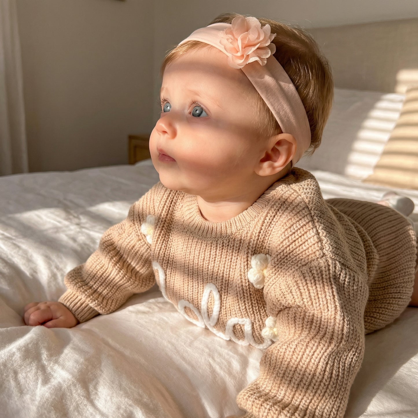 Handgestrickter personalisierter Strickpullover aus 100% Baumwolle
