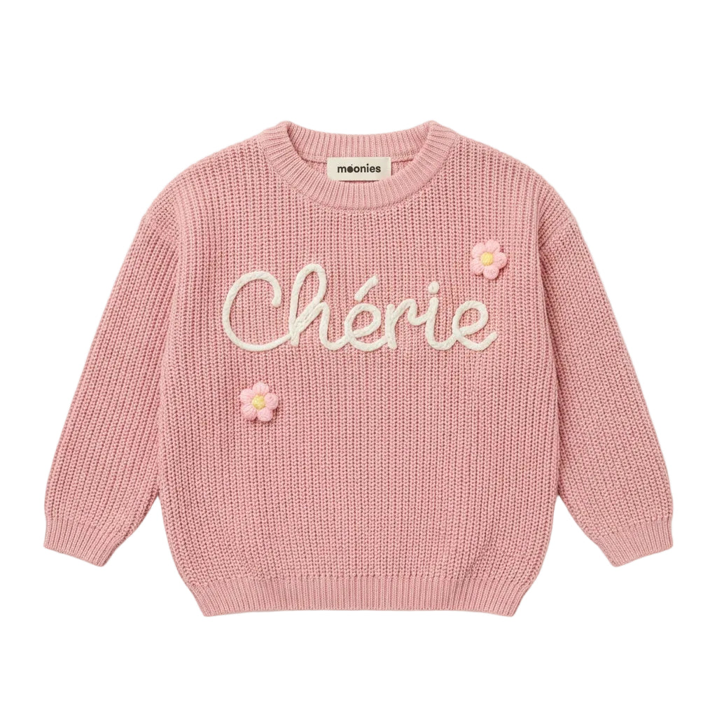 Handgestrickter personalisierter Strickpullover aus 100% Baumwolle