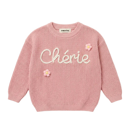 Handgestrickter personalisierter Strickpullover aus 100% Baumwolle